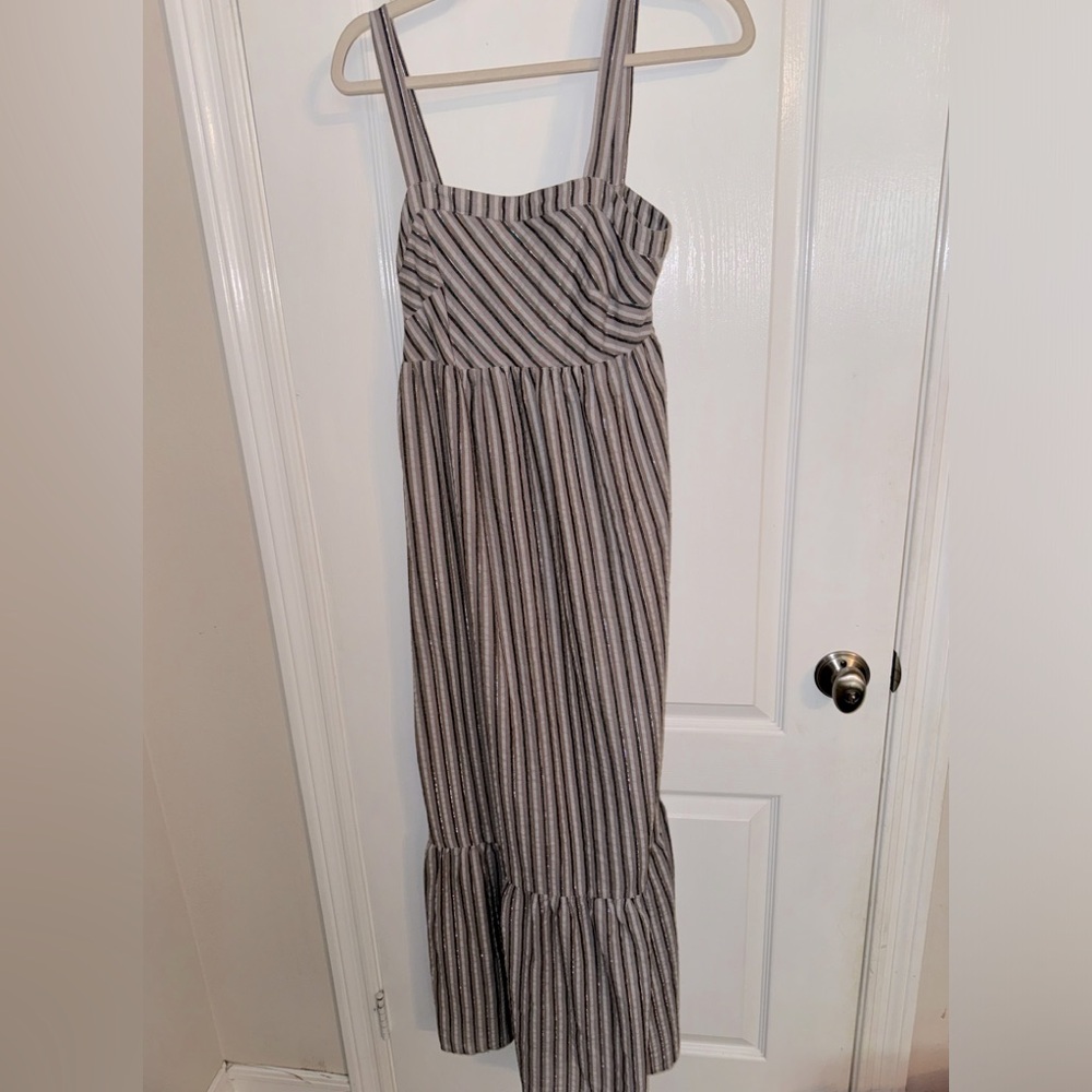 Lovestitch Metallic Striped Boho Maxi Dress Size Medium